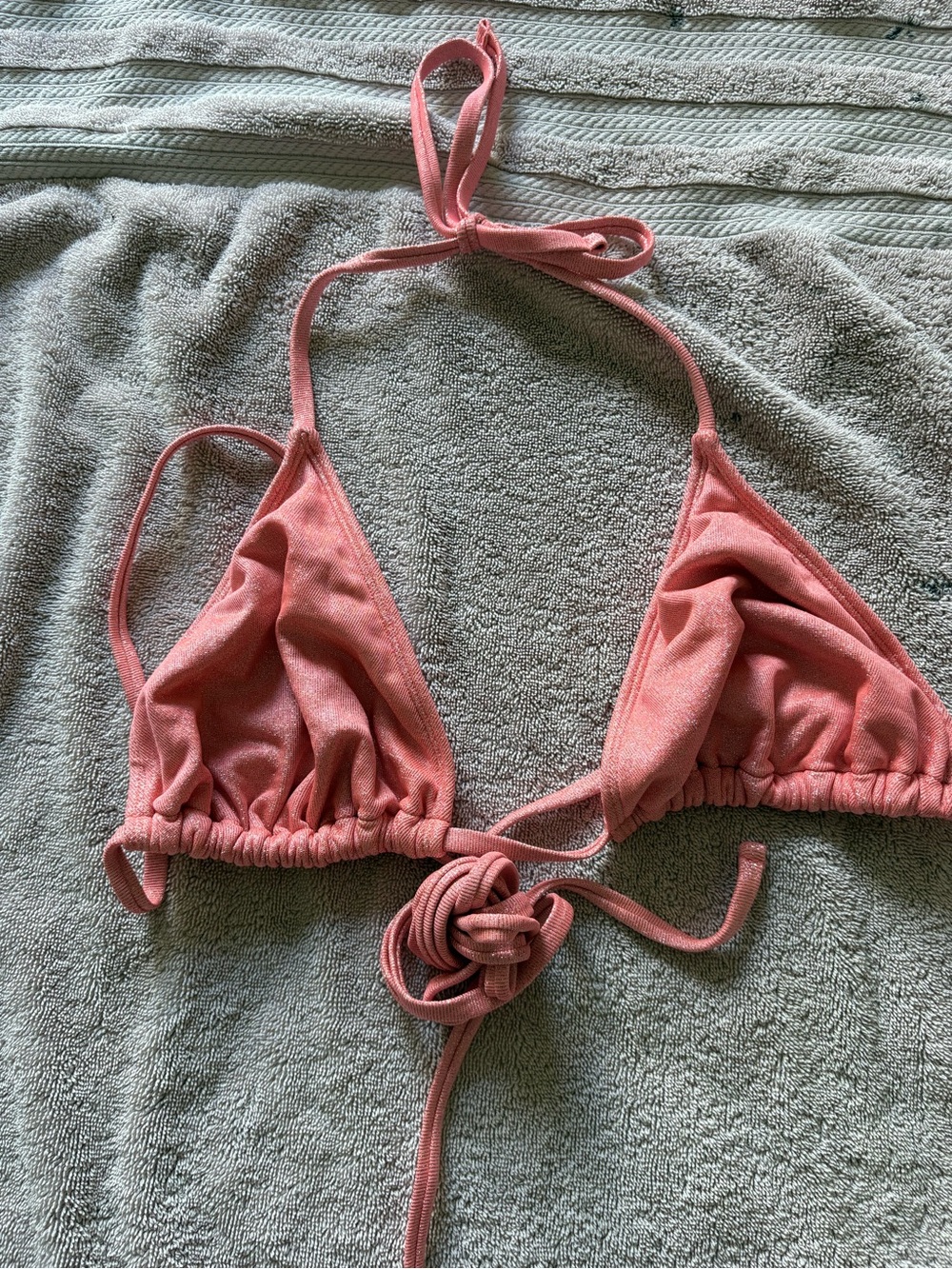 Pink Triangle Halter Bikini Top